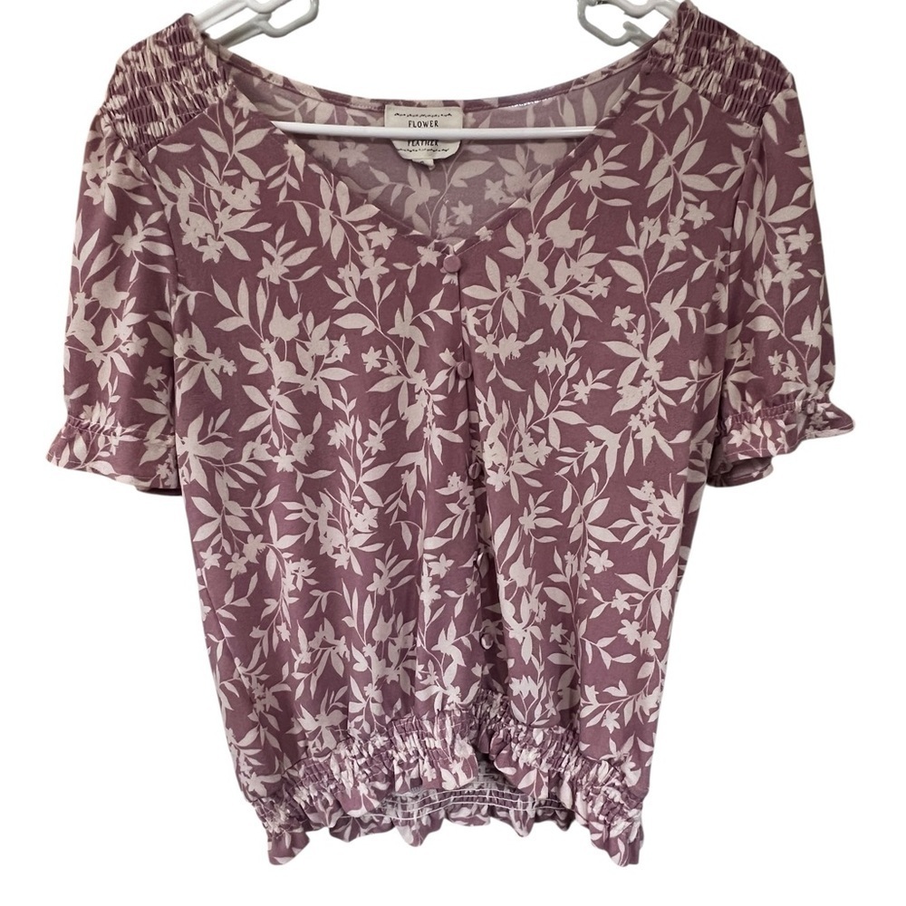 Flower & Feather Floral Blouse - Mauve and Cream